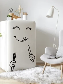 Refrigerator Sticker, Cartoon Black PVC Removable Fridge Sticker, Self-Adhesive Home Decor Art Mural Gifts Birthday Graduation Kitchen Decor - Black - View 4