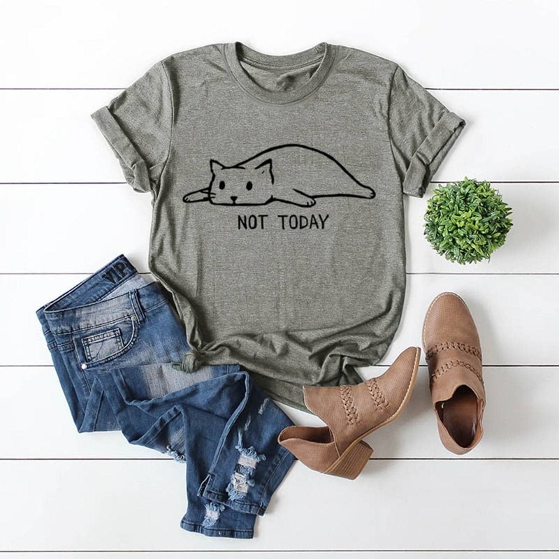 

Cat And Letter Print Tee, Grey