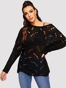 Dolman Sleeve Eyelet Jumper