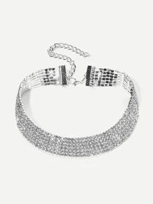 Gargantilla ancha con diamante de imitación