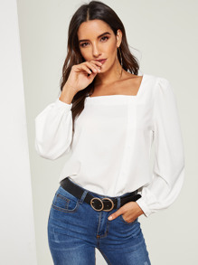 Puff Sleeve Solid Blouse