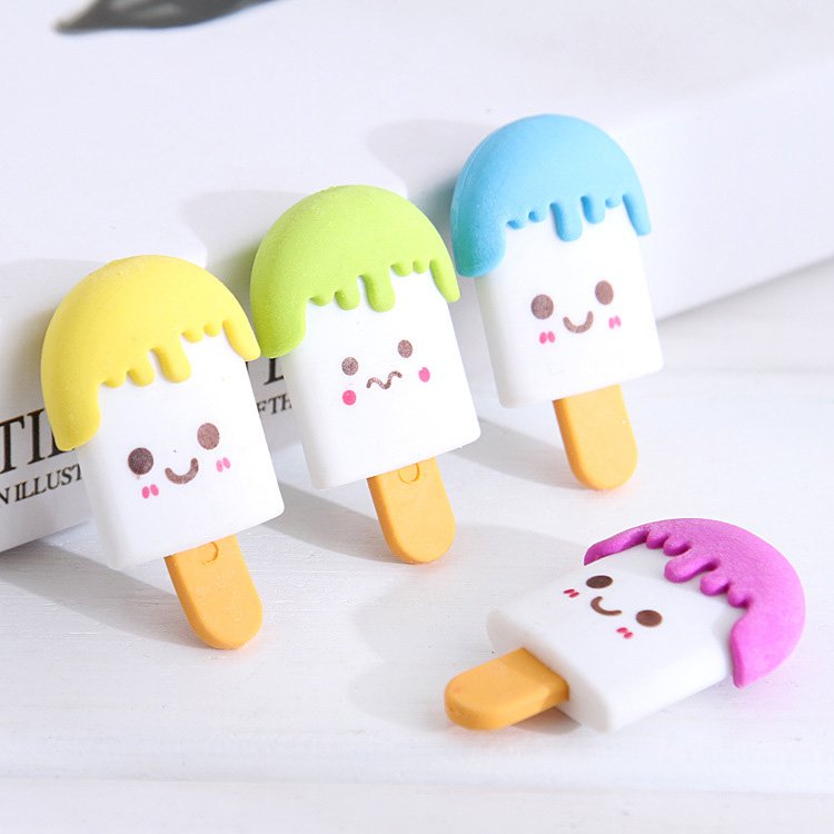 

Random Color Popsicle Shaped Eraser 4pcs, Multicolor