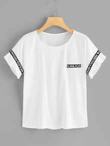 Contrast Letter Taped Tee