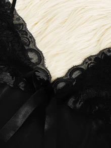 Set de slips con encaje en contraste-grande - Negro - Ver 5