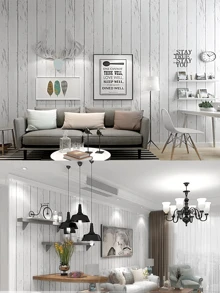 1 件自粘墙纸，白色木纹效果，PVC，防水，背面粘性，塑料卷，撕下粘贴，家具贴纸，适用于厨房搁板柜台墙壁桌子 DIY，翻新贴纸撕下墙板，墙纸，壁纸，春季装饰品，让您的家焕然一新，拉玛装饰贴纸 - 白色 - 查看 5