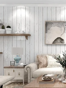 1 件自粘墙纸，白色木纹效果，PVC，防水，背面粘性，塑料卷，撕下粘贴，家具贴纸，适用于厨房搁板柜台墙壁桌子 DIY，翻新贴纸撕下墙板，墙纸，壁纸，春季装饰品，让您的家焕然一新，拉玛装饰贴纸 - 白色 - 查看 1