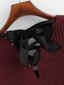 Suéter con bolsillo delantero con cordón - Burdeos - Ver 5