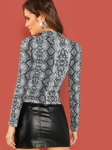 SHEIN Privé Aansluitende slangenhuidprint mockhals top