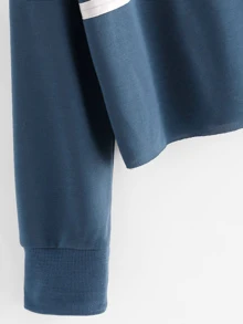 Contrast Striped Sweatshirt - Dusty Blue - View 3
