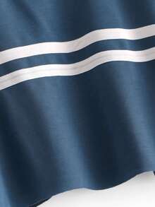Contrast Striped Sweatshirt - Dusty Blue - View 4