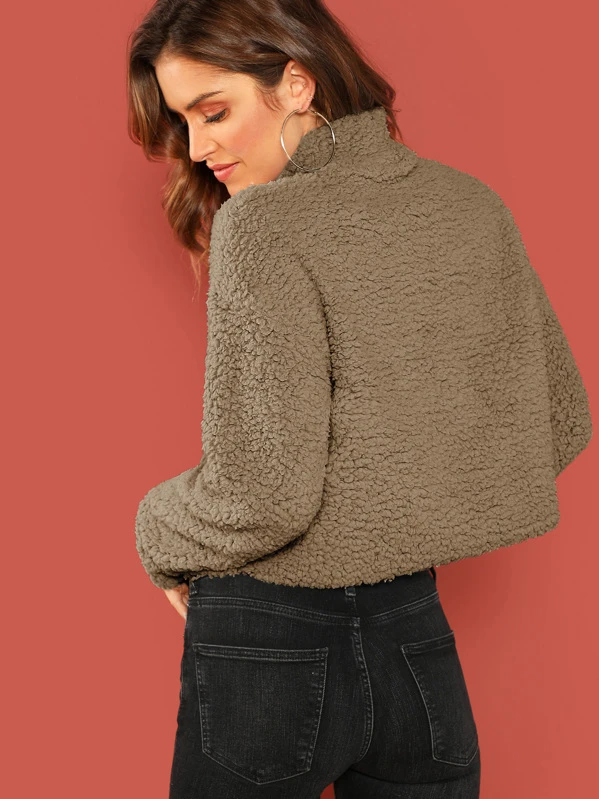 cropped teddy pullover