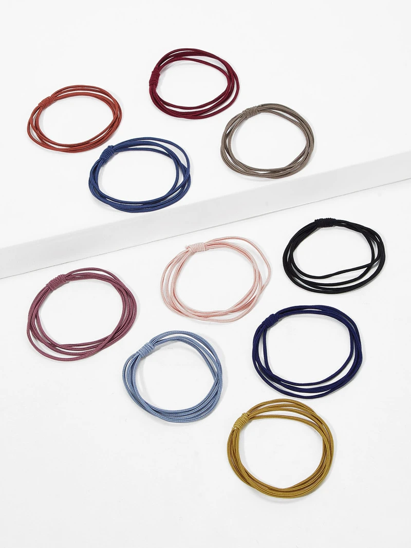 Multilayer Elastic Hair Tie Set 10pack Romwe