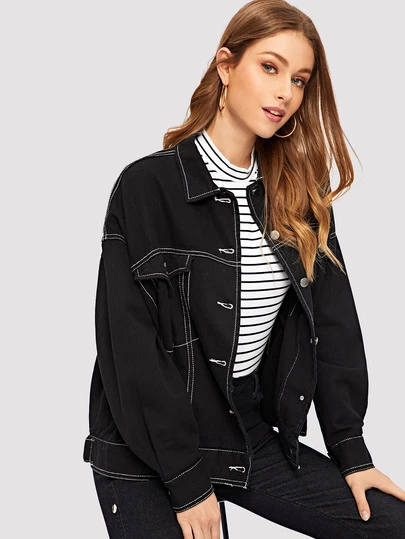 denim jacket with contrast stitching