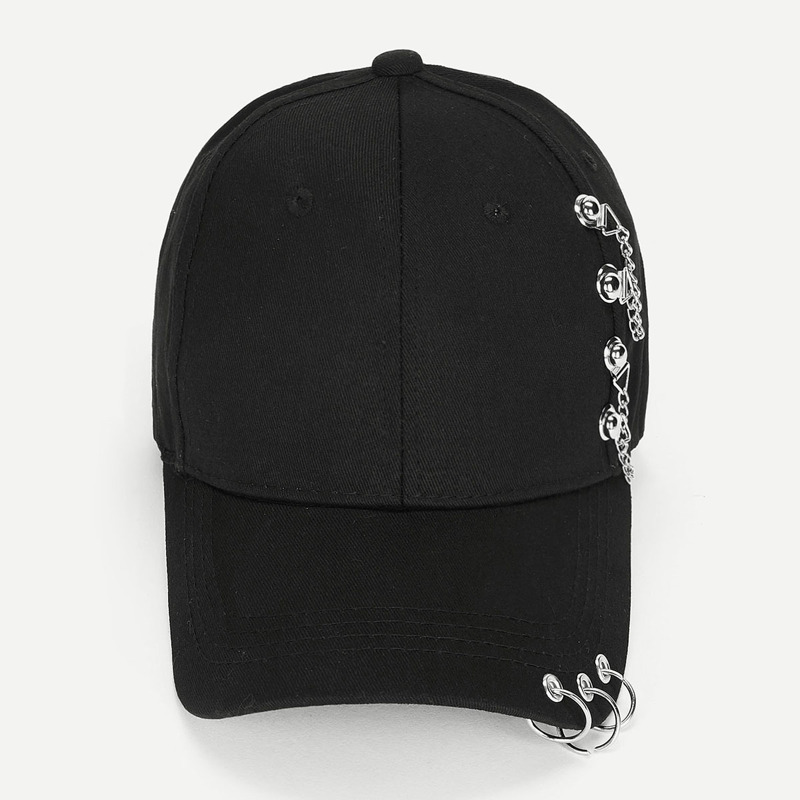 

Ring & Chain Charm Baseball Cap, Black