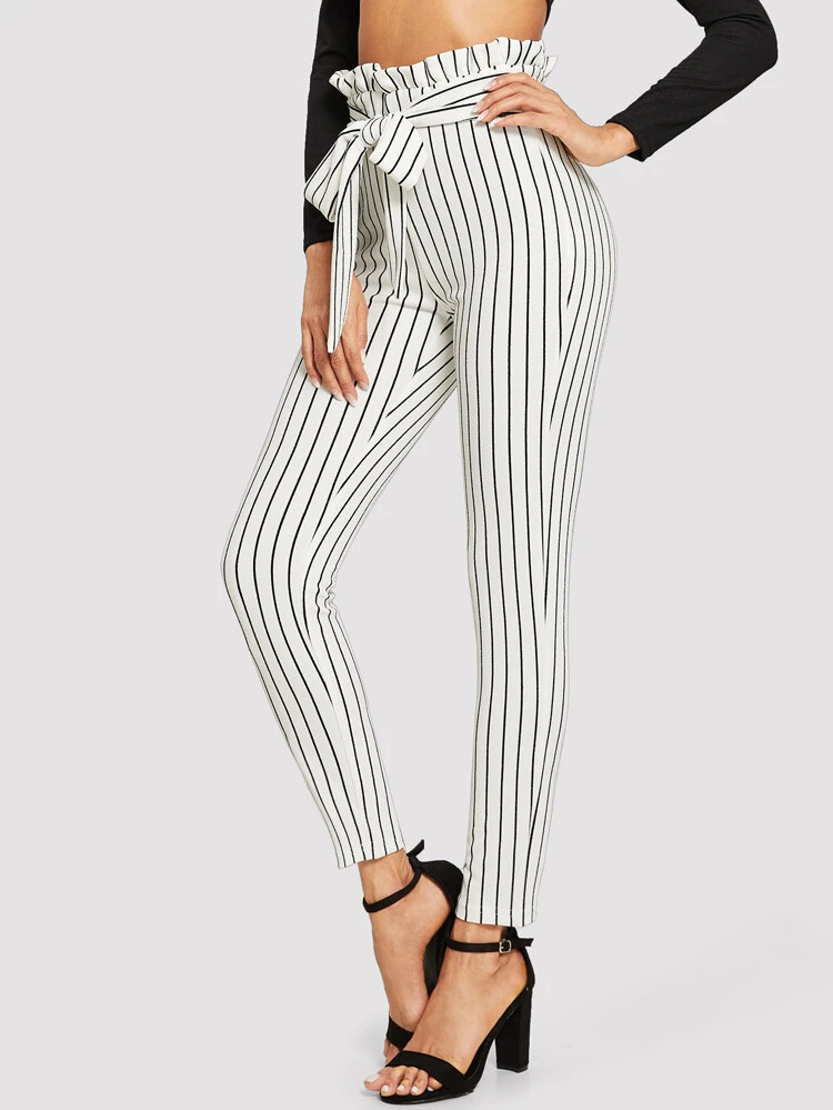 striped pants with tie waist