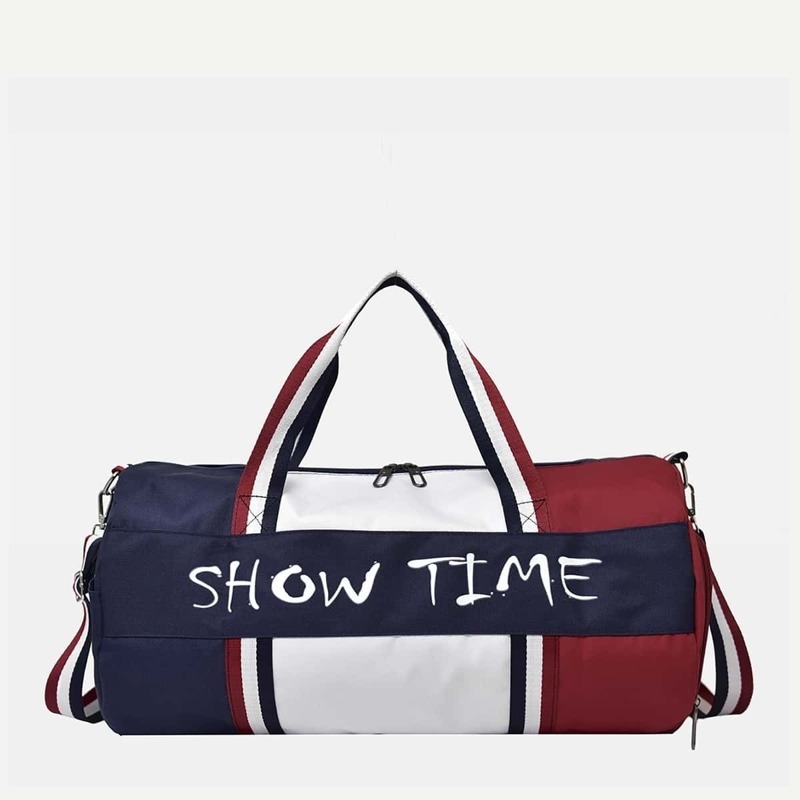 

Slogan Patch Bowling Bag, Multicolor
