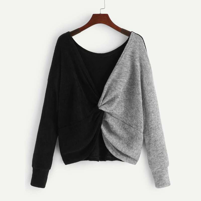 

Twist Front Colorblock Sweater, Multicolor