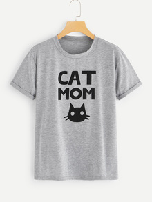 Letter And Cat Print Tee