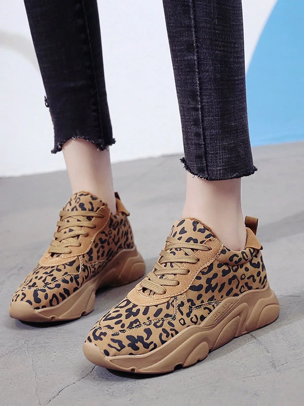 leopard print sole trainers