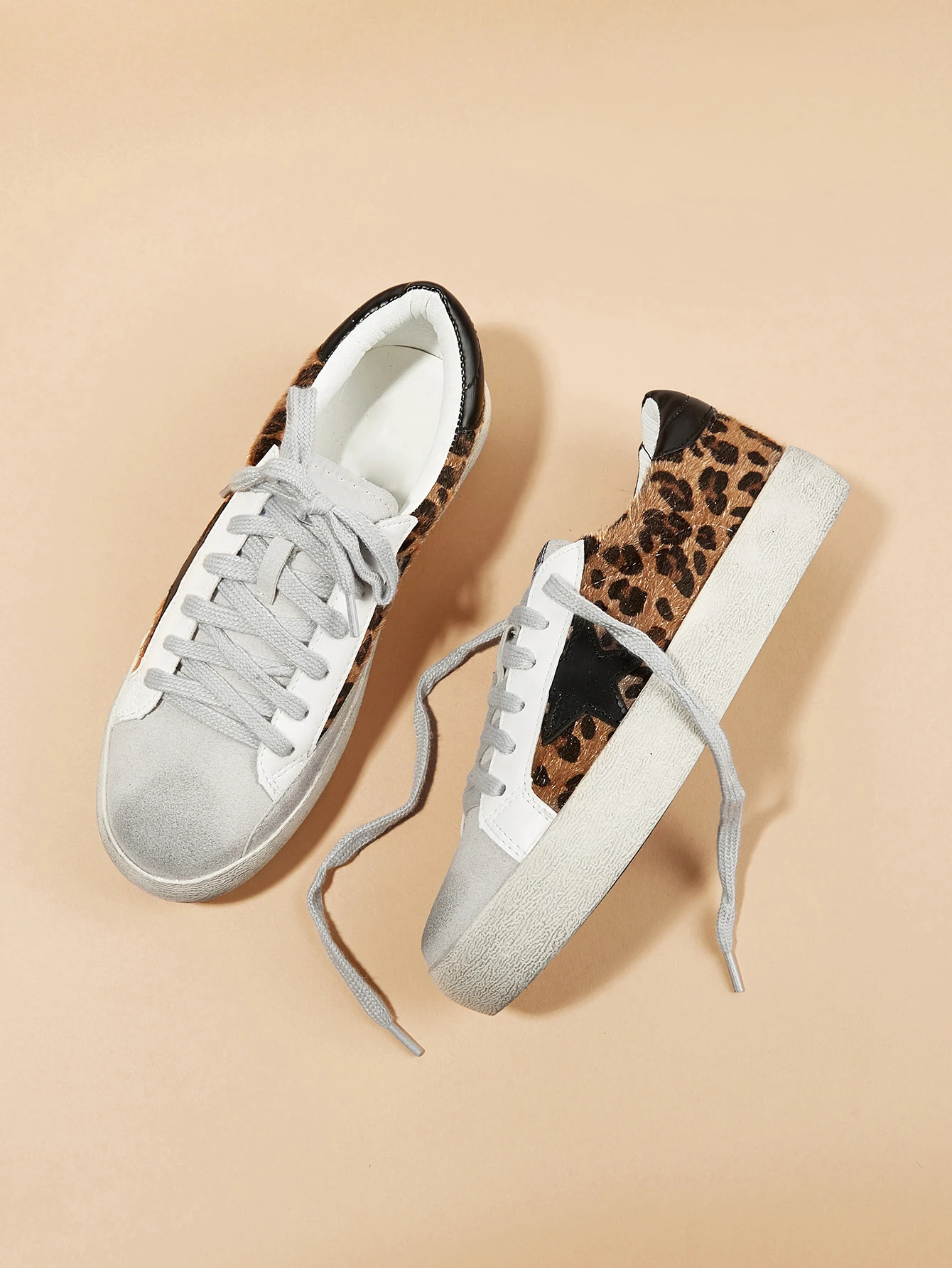 leopard lace up sneakers