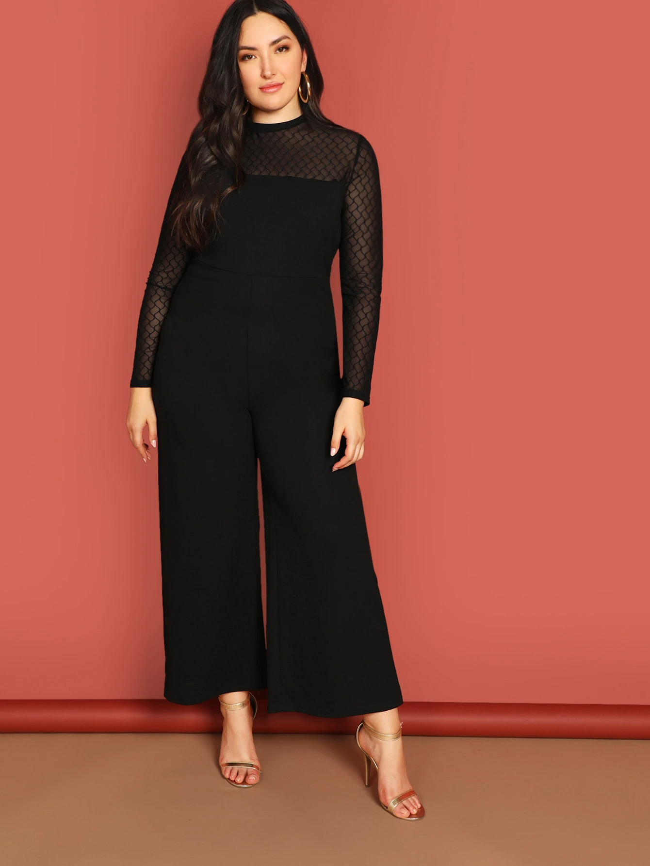 mesh leg jumpsuit