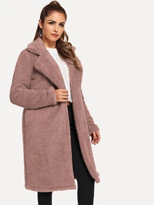 Open Front Teddy Coat