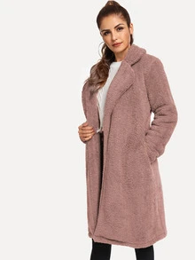 Open Front Teddy Coat