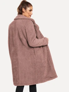 Open Front Teddy Coat