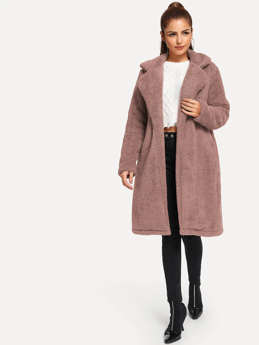 Open Front Teddy Coat