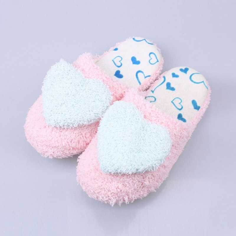 

Heart Detail Faux Fur Slippers, Blue