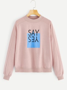 Letter Print Drop Shoulder Sweatshirt