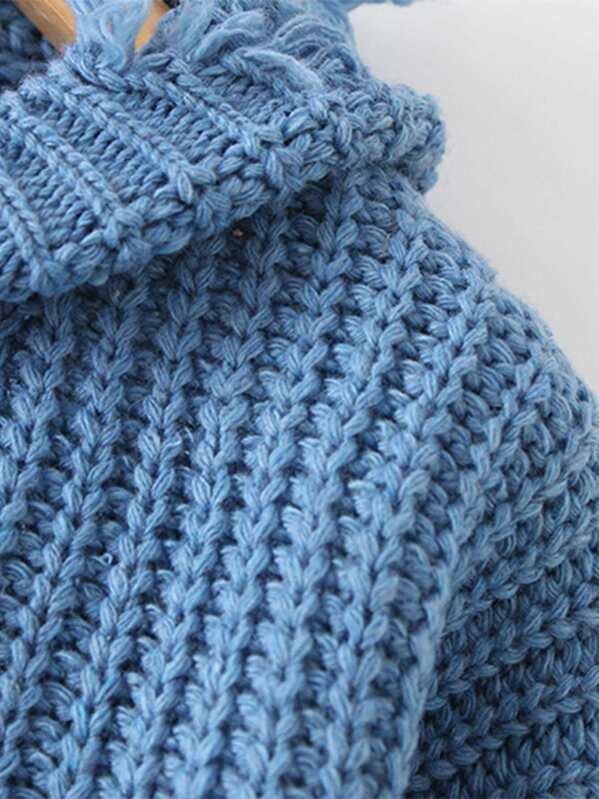 frayed drawstring hooded sweater