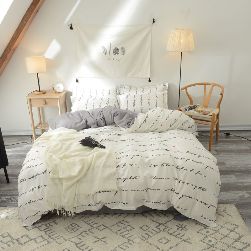 

Letter Print Sheet Set, White