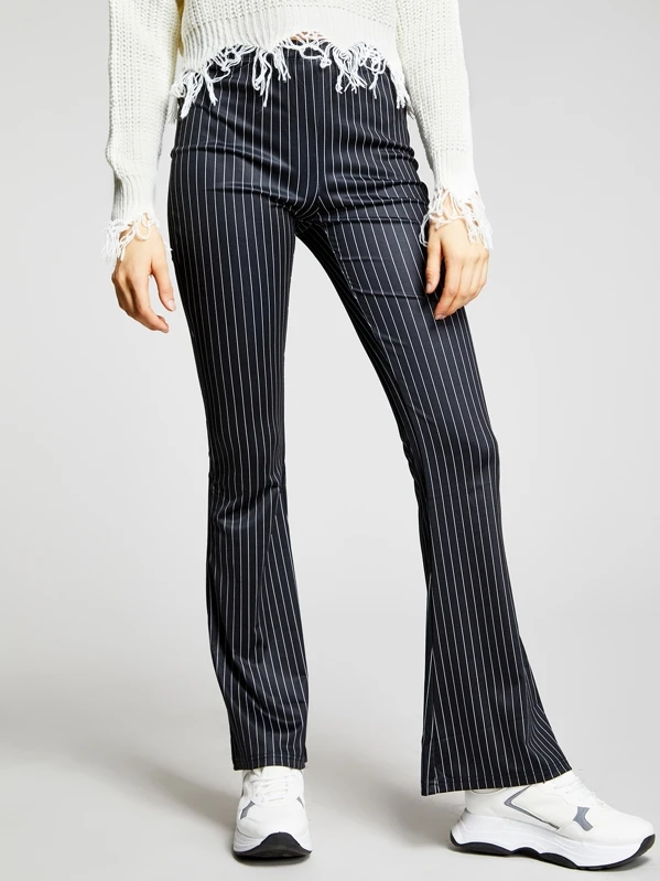 pinstripe flare trousers