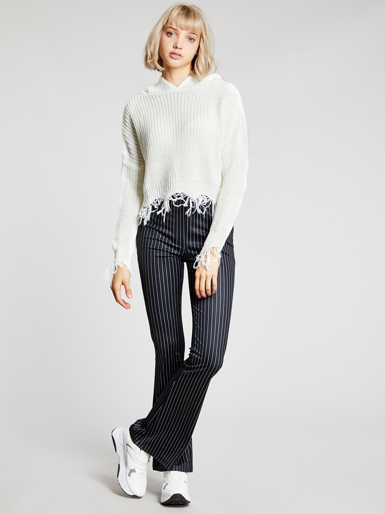 pinstripe flare trousers