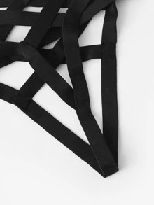 Harness Detail Appliques Lingerie Set - Black - View 3