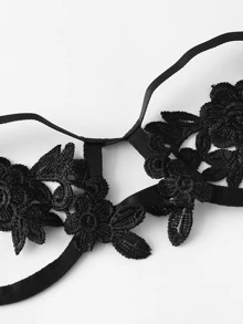 Harness Detail Appliques Lingerie Set - Black - View 4