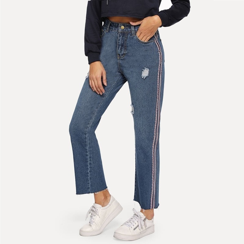 

National Style Ripped Jeans, Blue