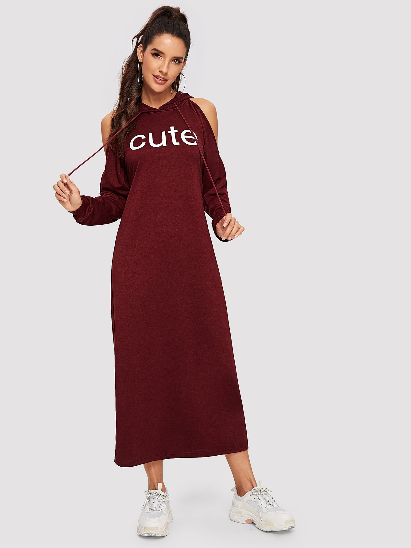 cold shoulder hoodie dress