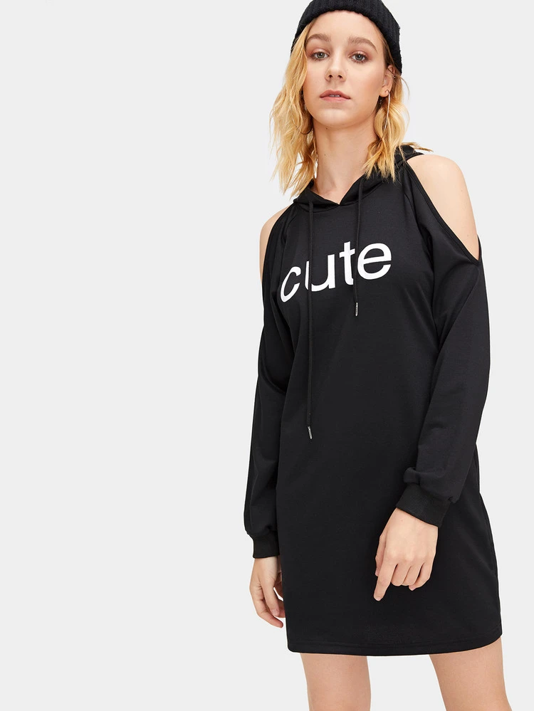 cold shoulder hoodie dress