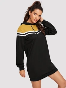 Dress Kolor Striped MultiWarna Pesta - Hitam - View 4
