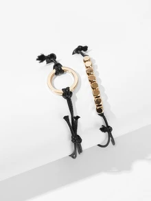 圓形手鐲套裝2個 - 黑色 - 查看 3