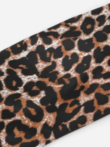Leopard Bandeau High Waisted Bikini Set Summer Beach - Multicolor - View 4