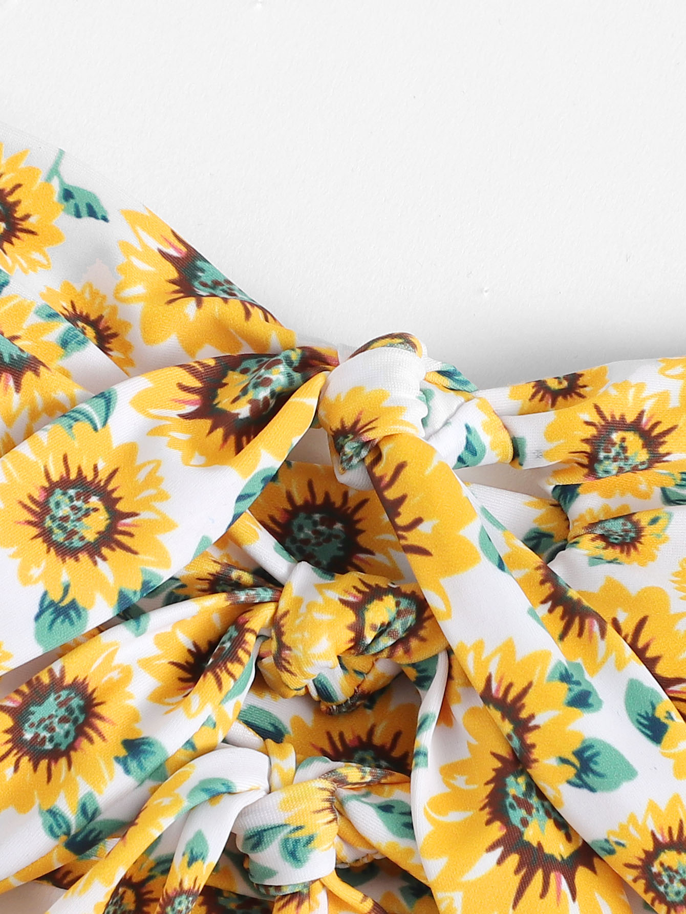 knot front self tie bandeau with high waist bikini