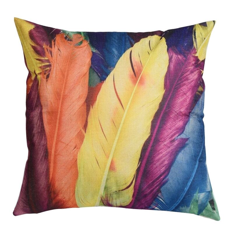 

Feather Print Pillowcase, Multicolor