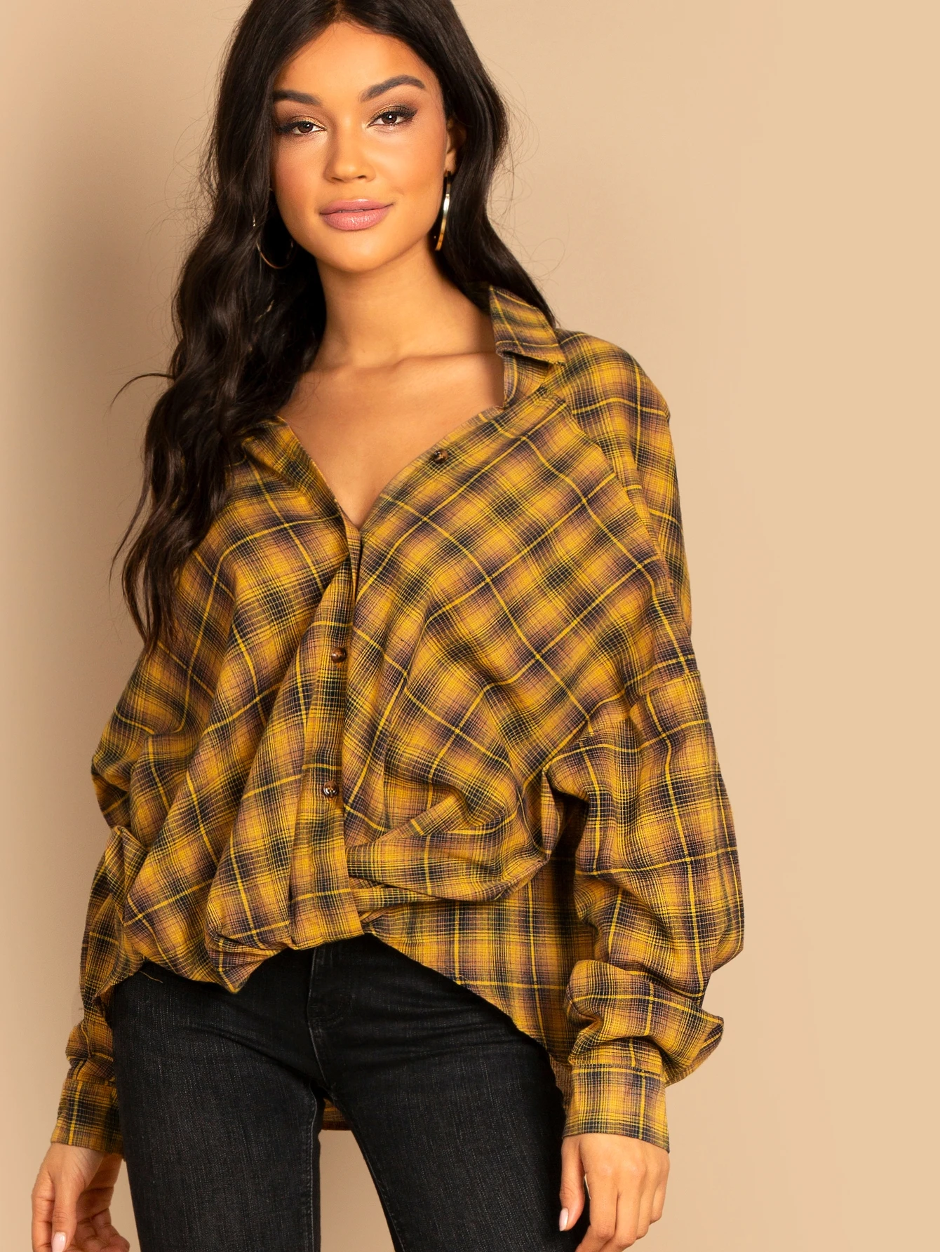 high low plaid shirt