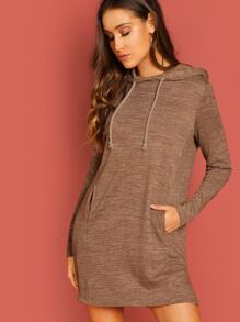 Slit Side Drawstring Hoodie Dress