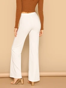 SHEIN Privé Pantalones rectos de cintura alta - Blanco - Ver 2