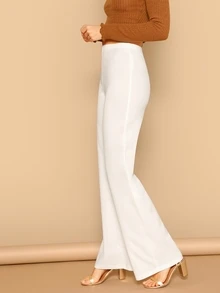 SHEIN Privé Pantalones rectos de cintura alta - Blanco - Ver 3