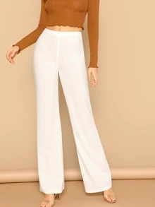 SHEIN Privé Pantalones rectos de cintura alta - Blanco - Ver 1